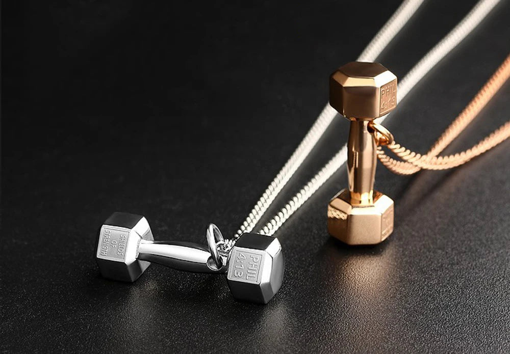 Car Accessories Pendant Mini Dumbbell  Metal Auto Rear View Mirror Decoration Hanging Pendant Interior Ornament Creative Gifts