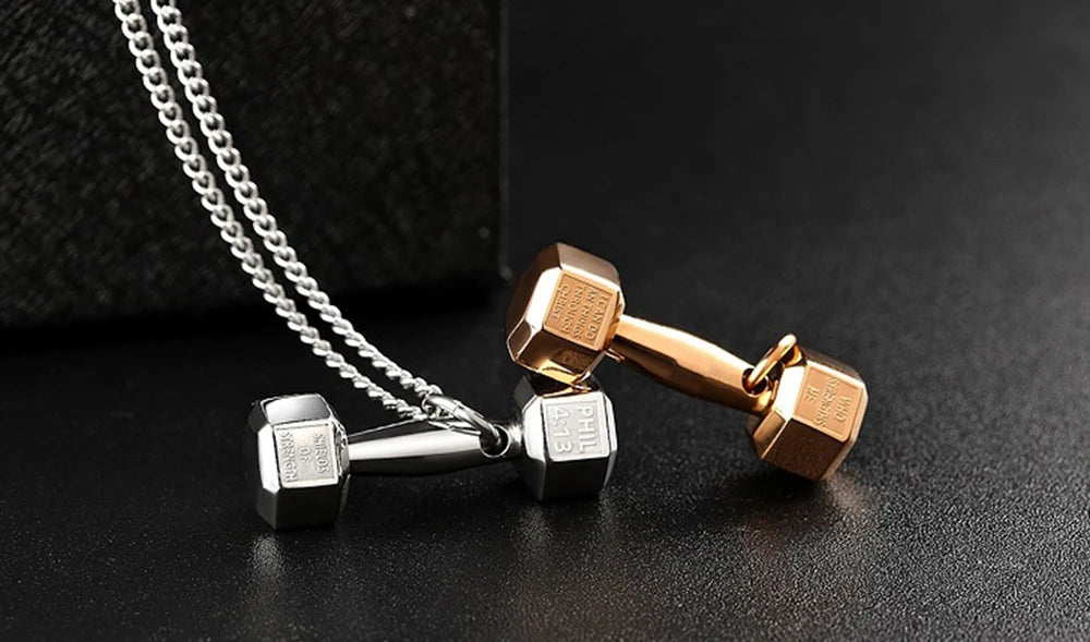 Car Accessories Pendant Mini Dumbbell  Metal Auto Rear View Mirror Decoration Hanging Pendant Interior Ornament Creative Gifts