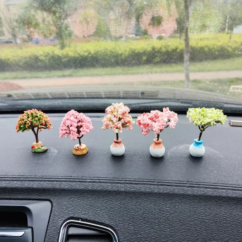 Car Mini Interior Decoration Simulation Flower Tree Accessories Creative Cars Cute Center Console Ornaments Accesorios Para Auto