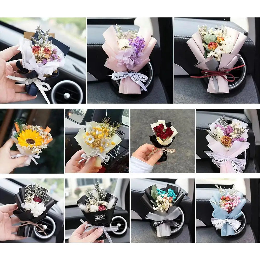 Car Dried Flowers Air Outlet Clip Air Vent Fragrance Clip Perfume Decoration Creative Flowers Car Perfume Diffuser Accessories