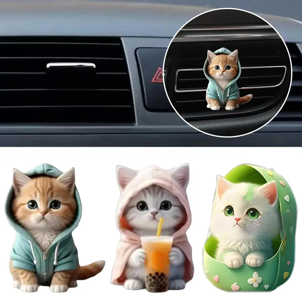 Car Outlet Vent Perfume Clips 2D Cat  Air Freshener Diffuser Conditioning Aromatherapy Perfume Clip Car Interior Decoration