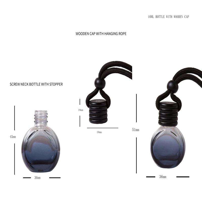 1Psc Black Cap Dyed Square Cap Empty Bottle Car Essential Oil Diffuser Fragrance Air Freshener Scent Perfume Bottle Ornament