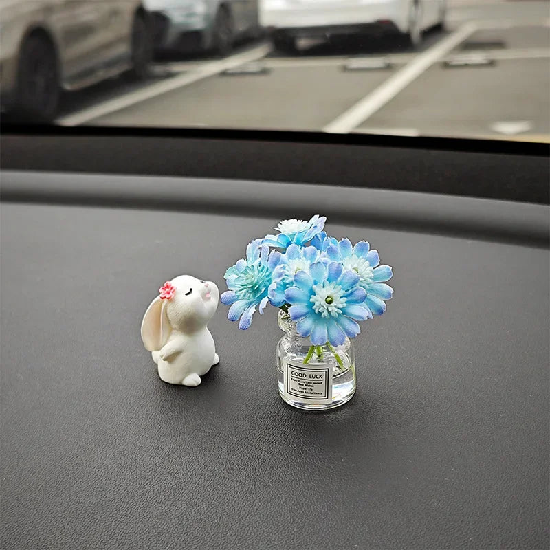 Car'S Mounted Bunny Smelling Floral Fragrance Healing Ornament Console Romantic Fantastic Auto Center Decoration Accessories