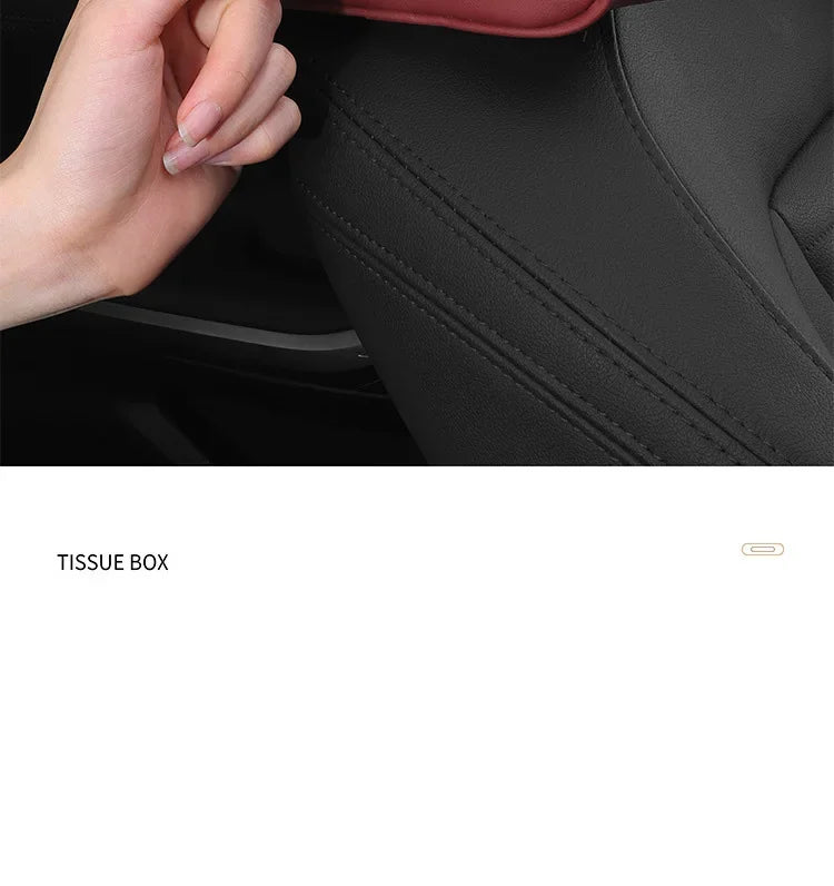 Car Tissue Box Holder Leather Sun Visor Center Console Armrest Mount Napkin Case Universal Fit Road Trip Organizer Easy Install