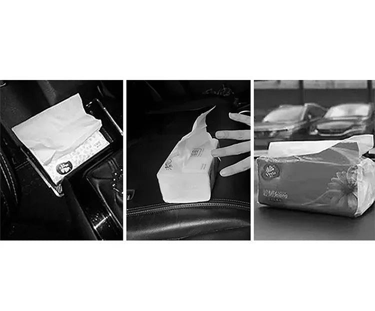 Car Tissue Box Holder Leather Sun Visor Center Console Armrest Mount Napkin Case Universal Fit Road Trip Organizer Easy Install