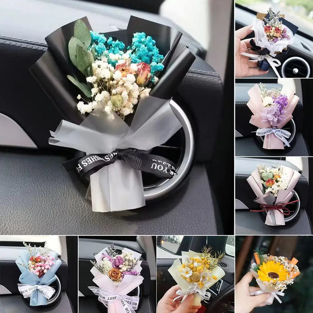 Car Dried Flowers Air Outlet Clip Air Vent Fragrance Clip Perfume Decoration Creative Flowers Car Perfume Diffuser Accessories