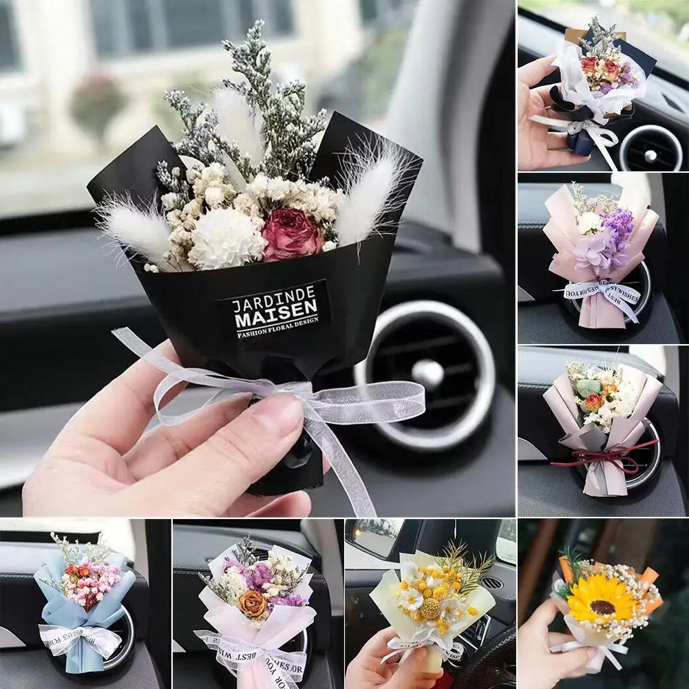 Car Dried Flowers Air Outlet Clip Air Vent Fragrance Clip Perfume Decoration Creative Flowers Car Perfume Diffuser Accessories