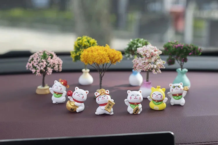 Car Mini Interior Decoration Simulation Flower Tree Accessories Creative Cars Cute Center Console Ornaments Accesorios Para Auto
