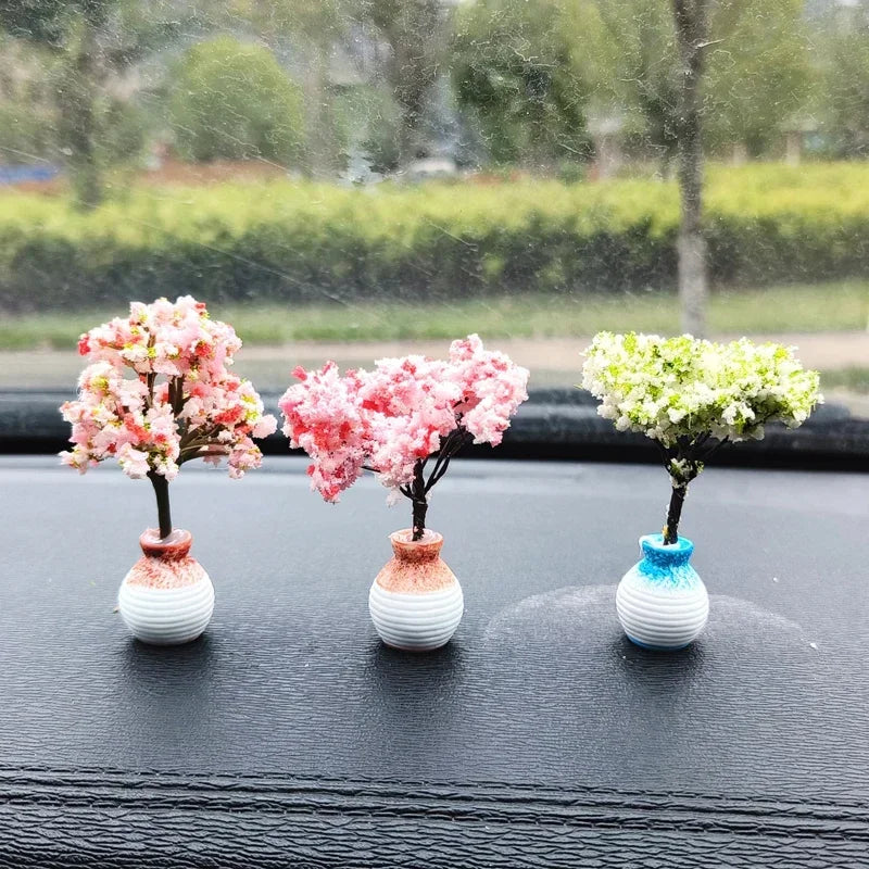 Car Mini Interior Decoration Simulation Flower Tree Accessories Creative Cars Cute Center Console Ornaments Accesorios Para Auto