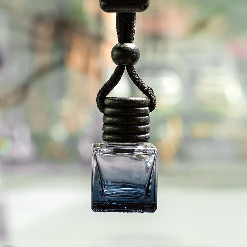 1Psc Black Cap Dyed Square Cap Empty Bottle Car Essential Oil Diffuser Fragrance Air Freshener Scent Perfume Bottle Ornament