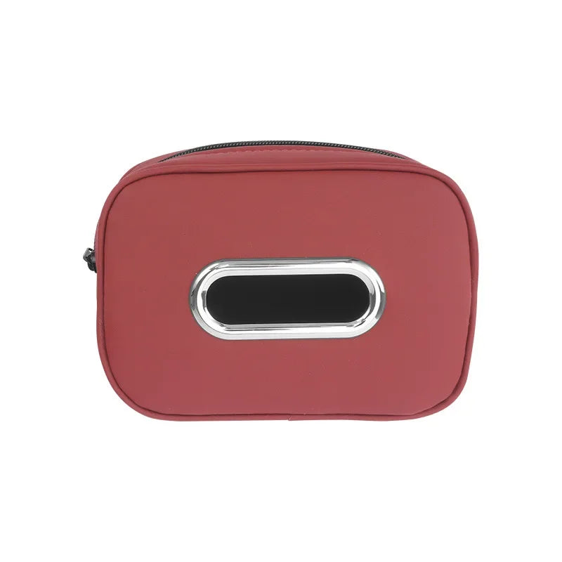 Car Tissue Box Holder Leather Sun Visor Center Console Armrest Mount Napkin Case Universal Fit Road Trip Organizer Easy Install
