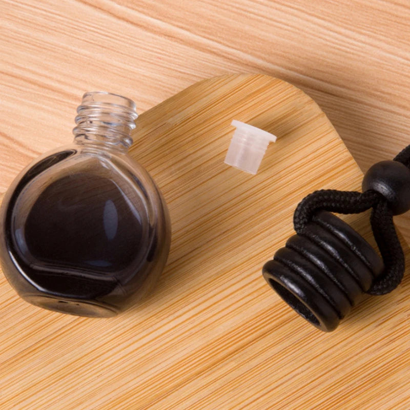 1Psc Black Cap Dyed Square Cap Empty Bottle Car Essential Oil Diffuser Fragrance Air Freshener Scent Perfume Bottle Ornament