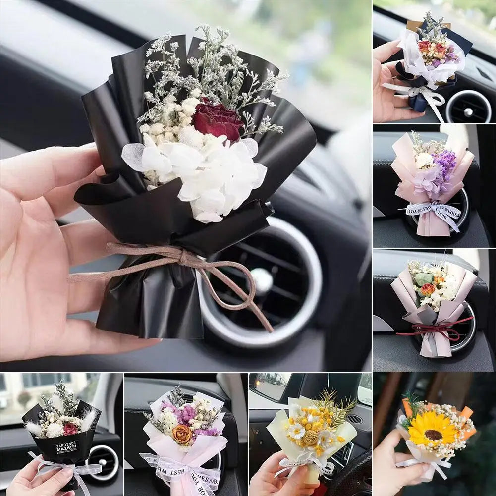 Car Dried Flowers Air Outlet Clip Air Vent Fragrance Clip Perfume Decoration Creative Flowers Car Perfume Diffuser Accessories